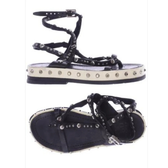 A.s.98 metal rock  stud leather wrap platform sandals size 7 - Picture 1 of 12